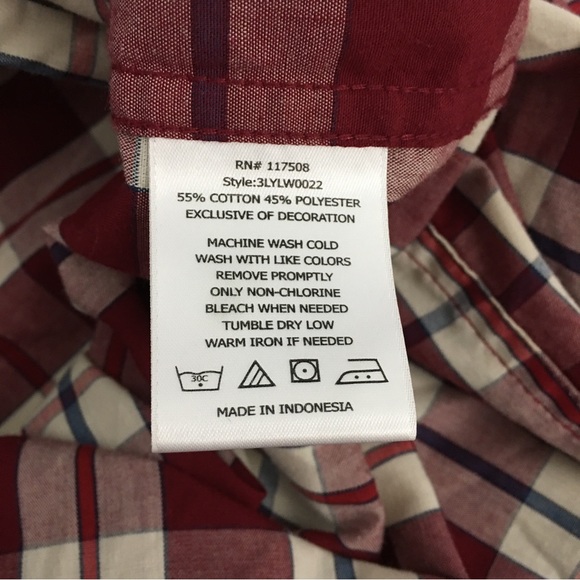 Levi’s Red Plaid Pearl Snap Western Casual Button Shirt Men’s Size L - Picture 9 of 9